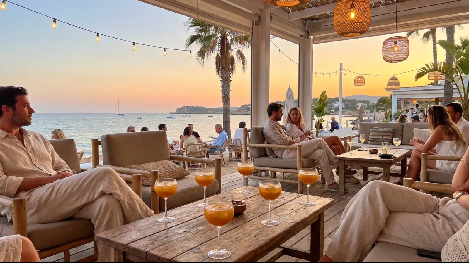 Stylish bar with drinks in Moraira