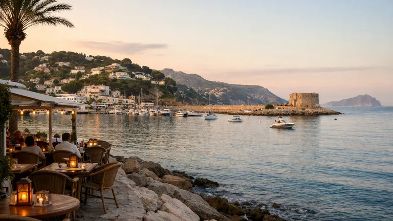 Abendstimmung an der Küste von Moraira mit ruhiger Promenade und Blick aufs Meer